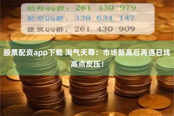 股票配资app下载 淘气天尊：市场新高后再遇日线高点反压！