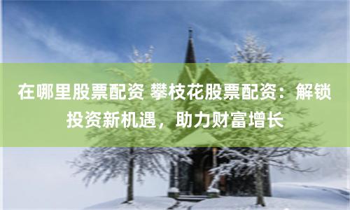 在哪里股票配资 攀枝花股票配资：解锁投资新机遇，助力财富增长