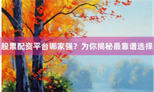 股票配资平台哪家强？为你揭秘最靠谱选择