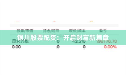银川股票配资：开启财富新篇章
